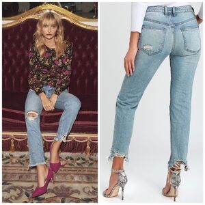 Free People chewed up mid rise jeans size 28